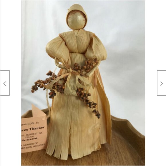 Corn Husk Doll Vintage Prairie Woman 7" Hand Made Folk Art - Picture 1 of 5